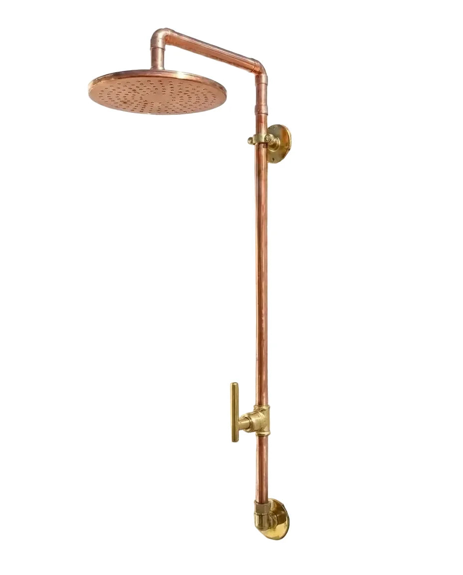 Outdoor Copper Rain Shower System with Single Handle – Wall Mounted Luxury Shower Fixture