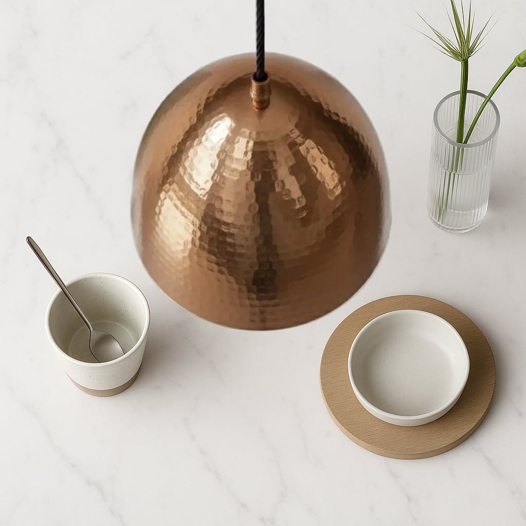 Hammered Copper Dome Pendant Light