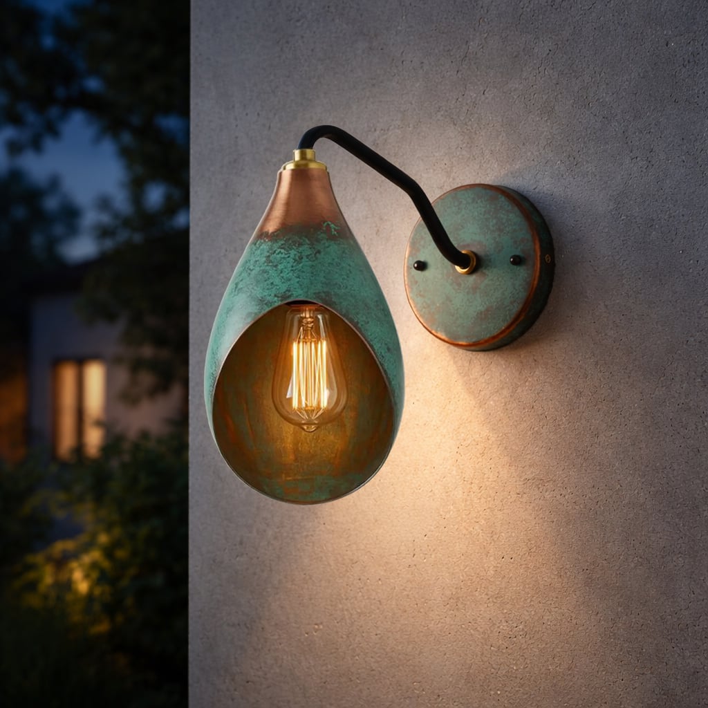 Oxidized Teardrop Copper Wall Sconce