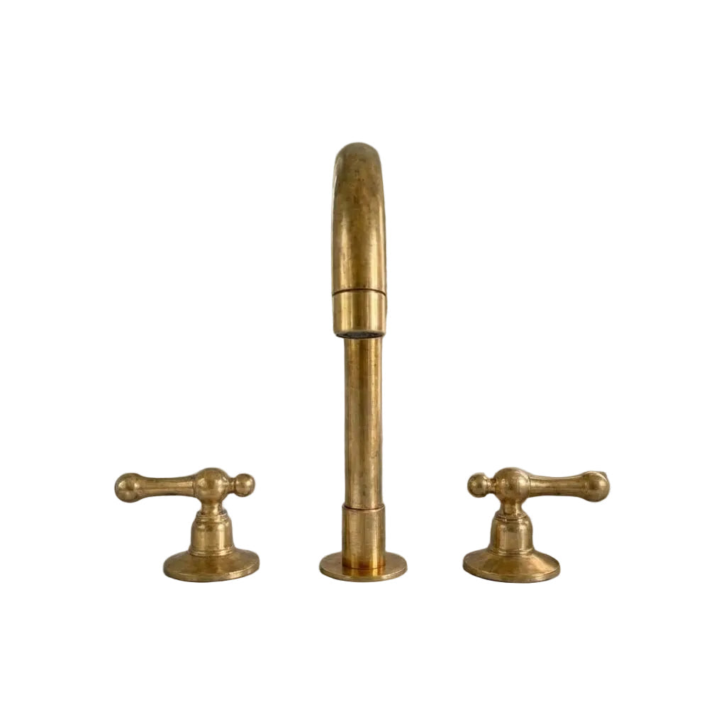 Patina Brass Widespread Bathroom Faucet with Cross Handles