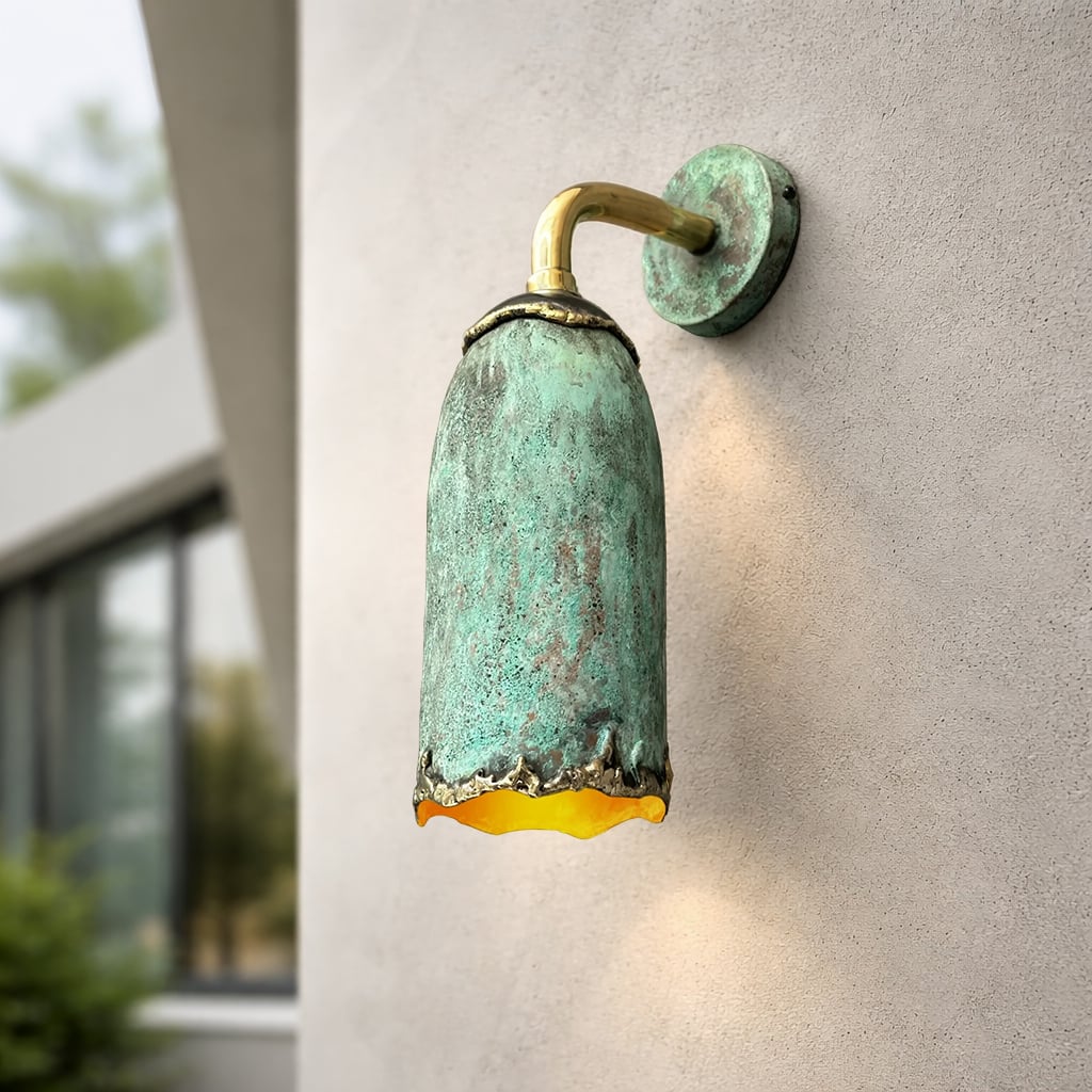Patina Copper Flame Tip Sconce