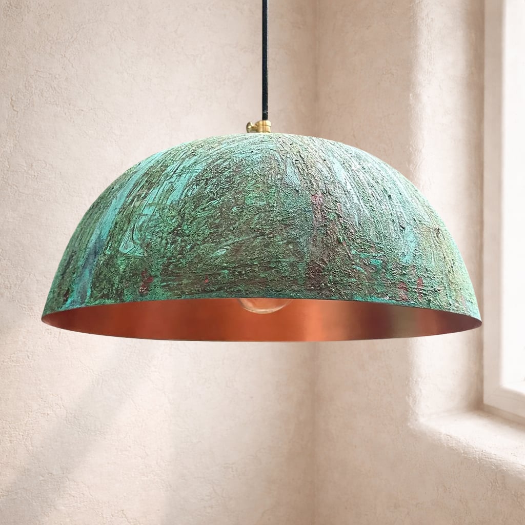 Textured Patina Copper Pendant Light