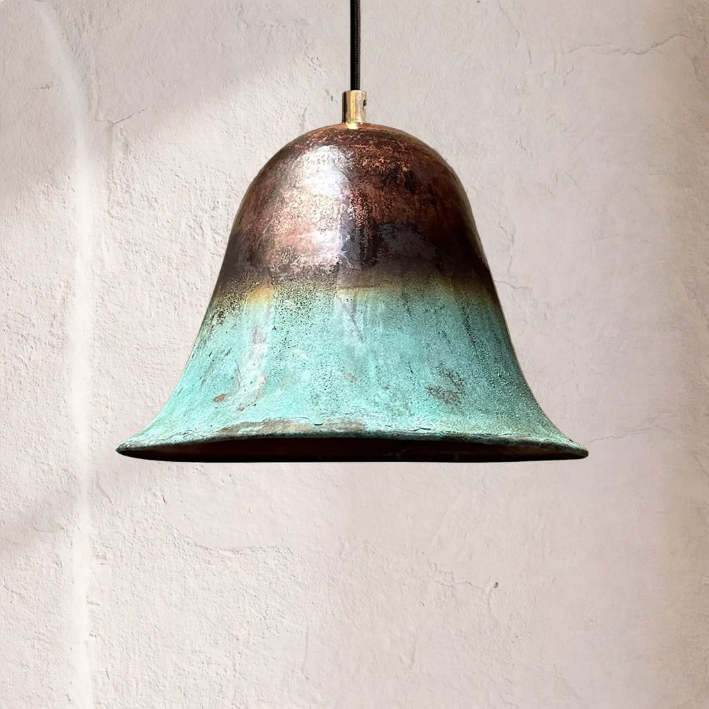 Oxidized Flared Bell Shape Copper Pendant Light