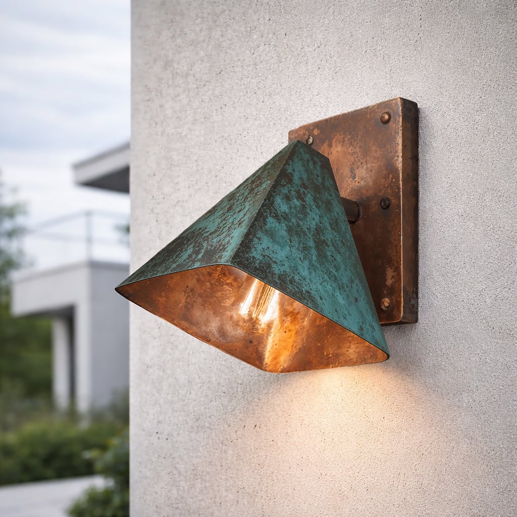Pyramidal Oxidized Copper Wall Sconce