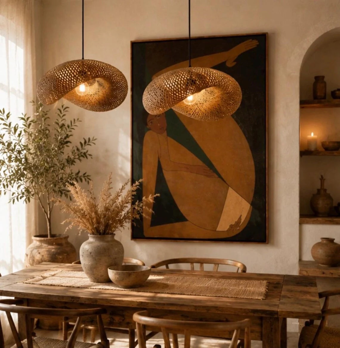 Pattranan Wabi Sabi Bamboo Woven Pendant Light