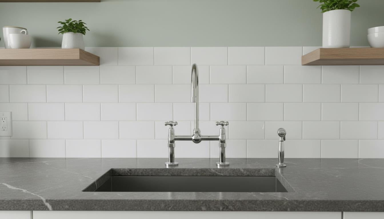 Polished Chrome Bridge Kitchen Faucet - Solid Brass Farmhouse Tap