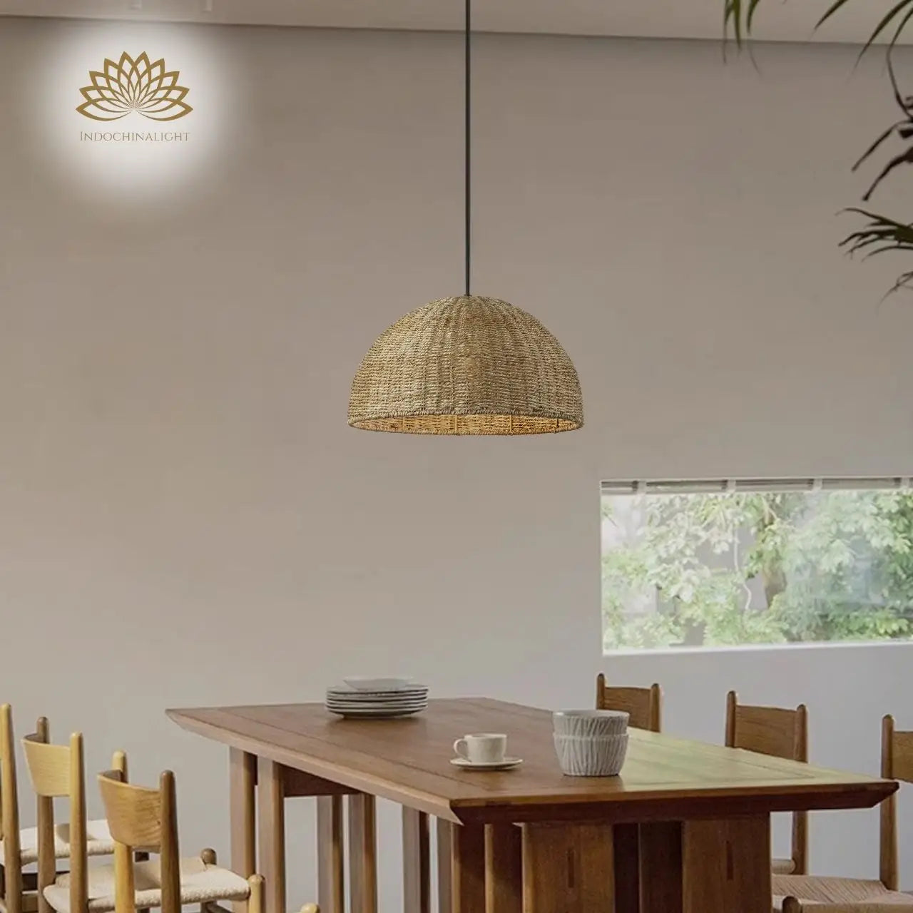 Pourel Dome Wicker Pendant Light