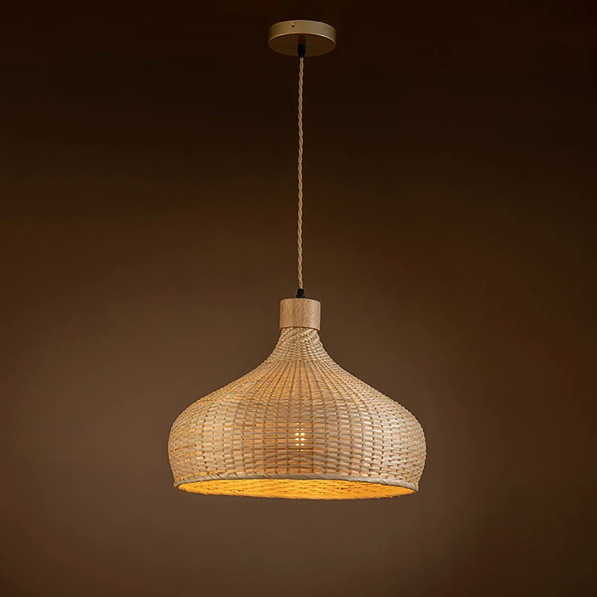 Rasa Bamboo Wicker Dome Pendant Light