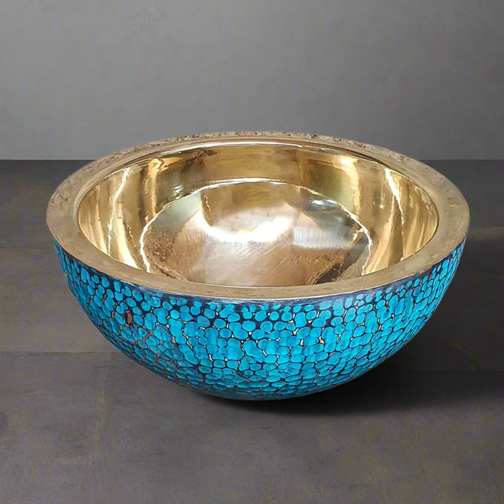 Blue Patina Brass Bathroom Sink