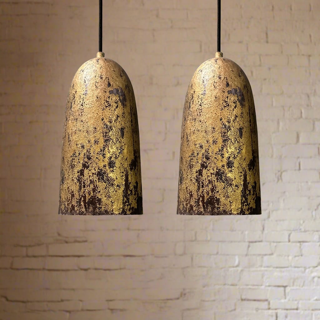 Oxidized Copper Pendant Light - Set Of 2