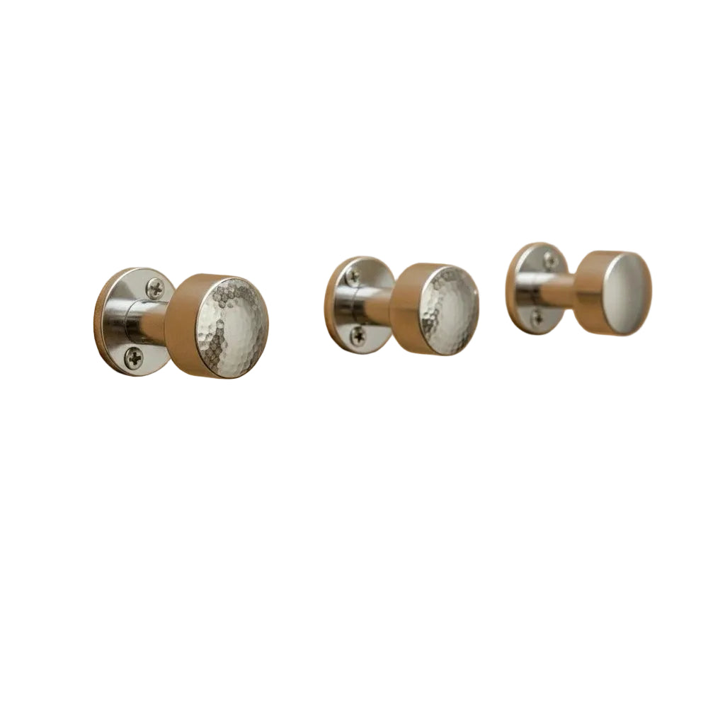 Set of 3 Handmade Brass Chrome Wall Hooks for Bathroom and Kitchen