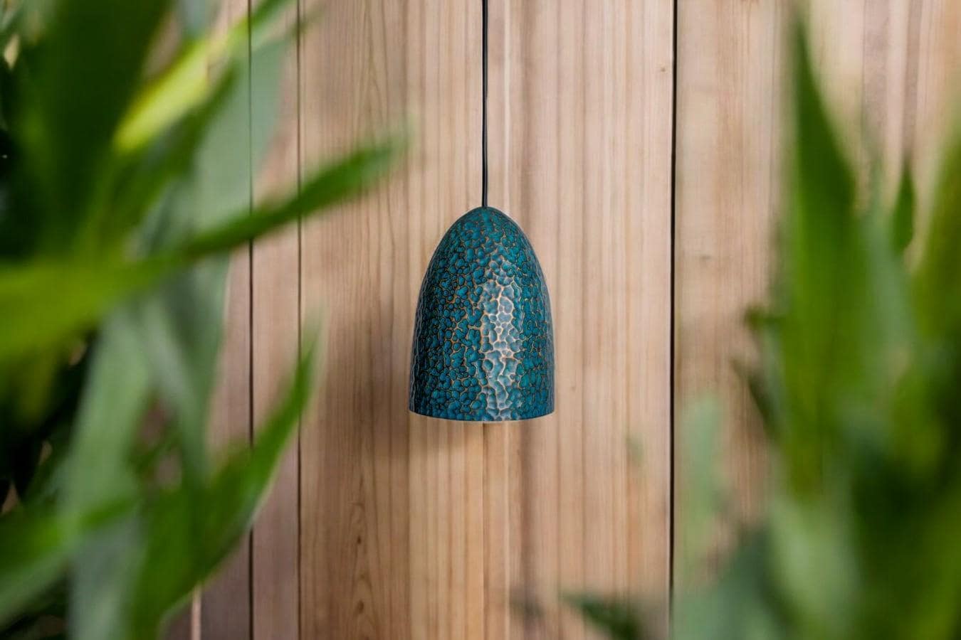 Set of 3 Oxidized Copper Pendant Lamps - Hammered Kitchen Island Lights