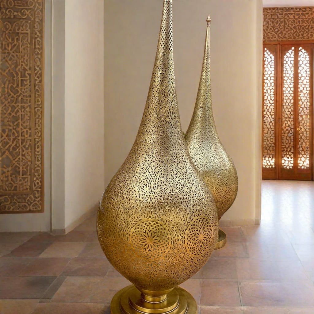 Handcrafted Moroccan Brass Standing Lamp
