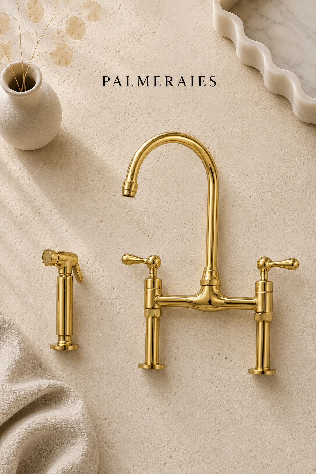 Vintage Unlacquered Brass Bridge faucet 8