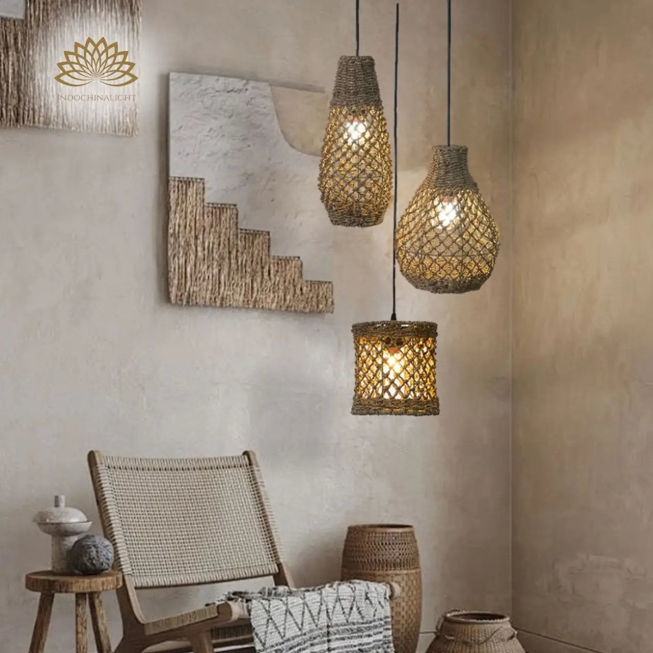 Shaun Small Basket Wicker Woven Pendant Light