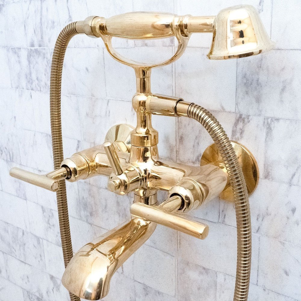 Luxury Vintage Wall-Mounted Shower with Brass Shower Mixer