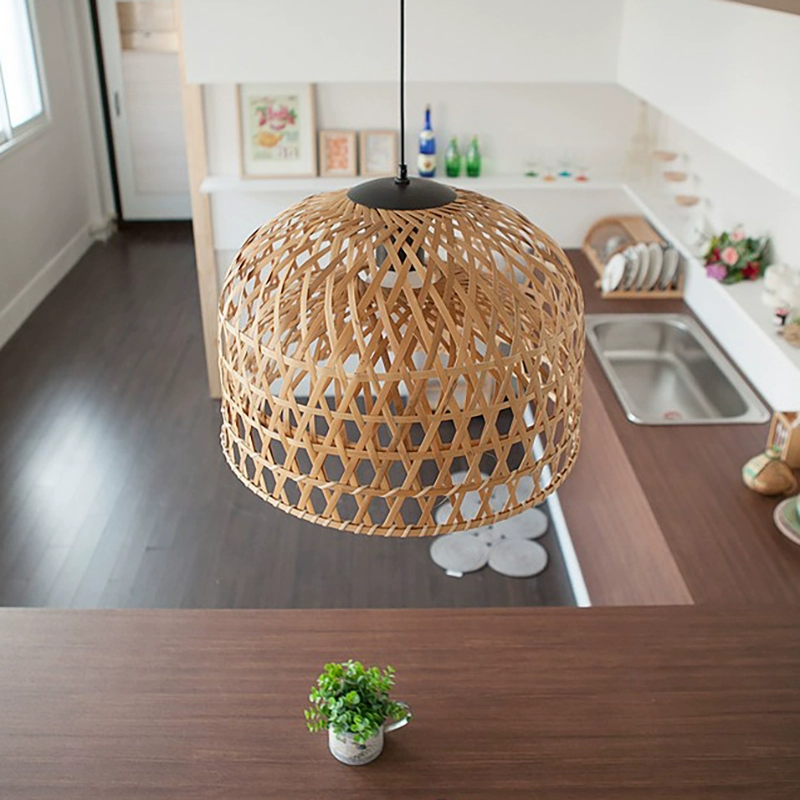 Shuangz Bamboo Woven Dome Pendant Light