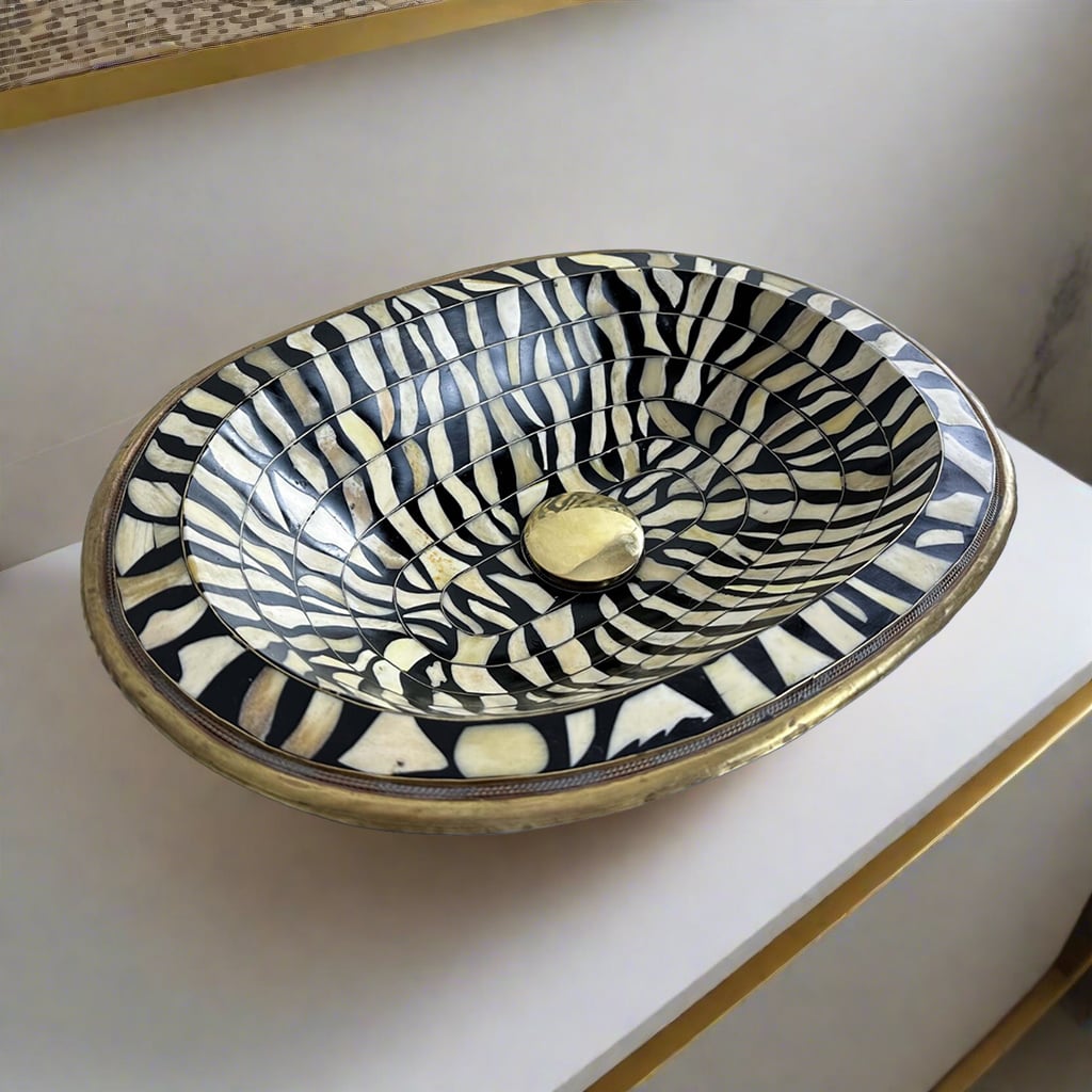Brass Sink with Unique Bone Inlay