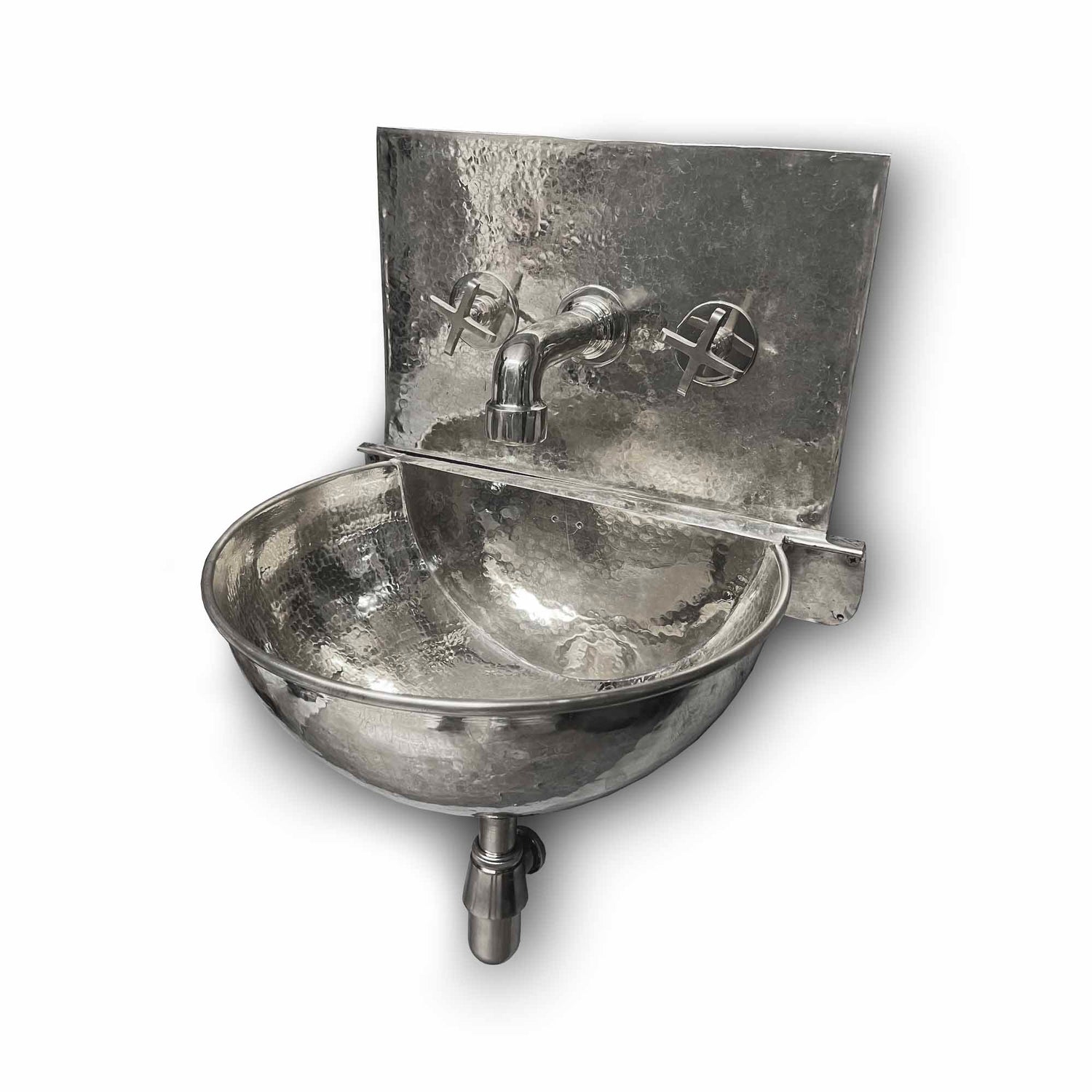 Silver Wall Mount Sink With Faucet