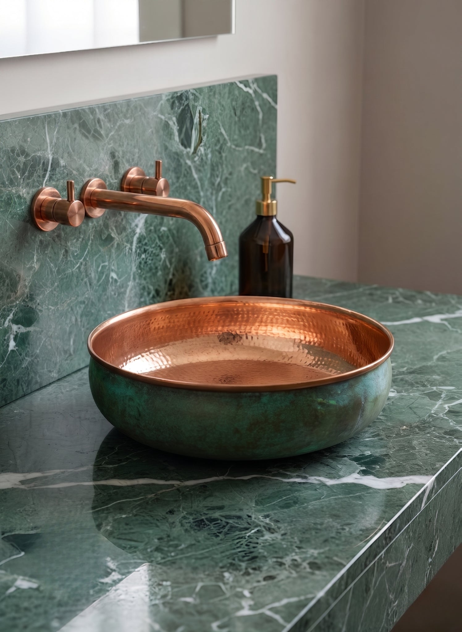 Green Patina Copper Sink - Oxidized Copper Sink Bathoom