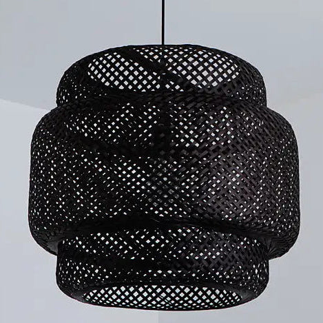 Sinnerlig Black Abstract Woven Bamboo Pendant Light Shade