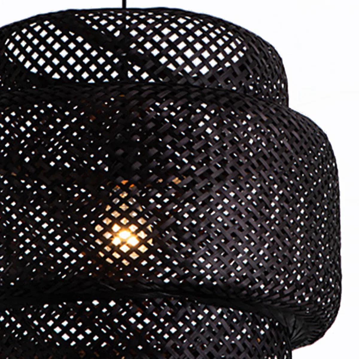 Sinnerlig Black Abstract Woven Bamboo Pendant Light Shade