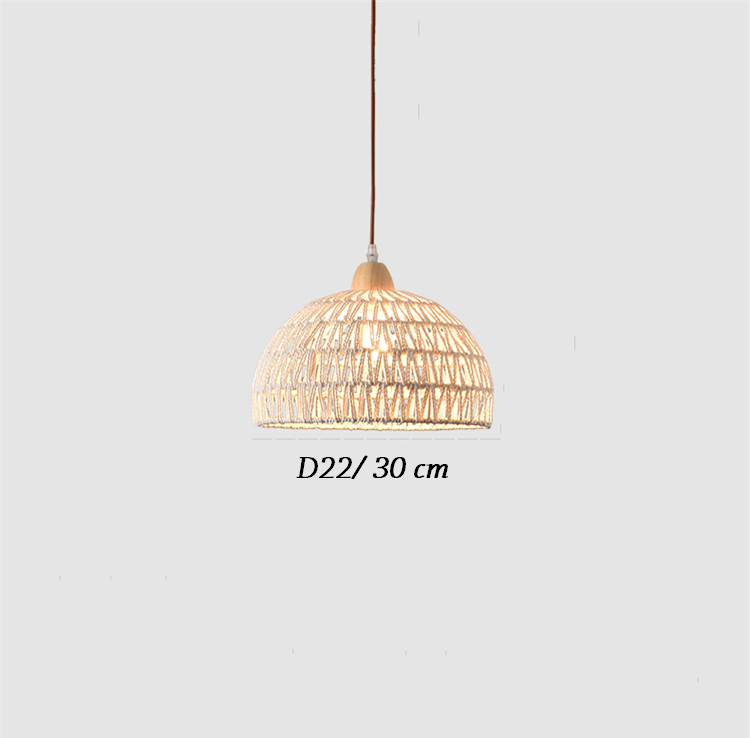 Campana Small White Rattan Dome Basket Pendant Light