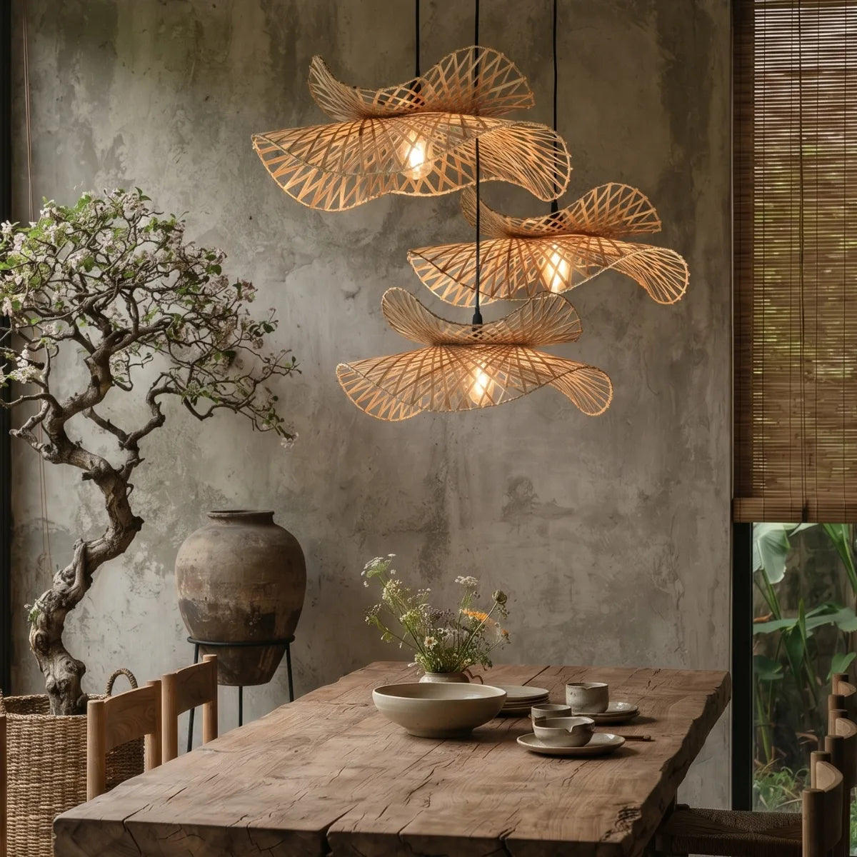 Soku Japanese Wabi Sabi Bamboo Pendant Light
