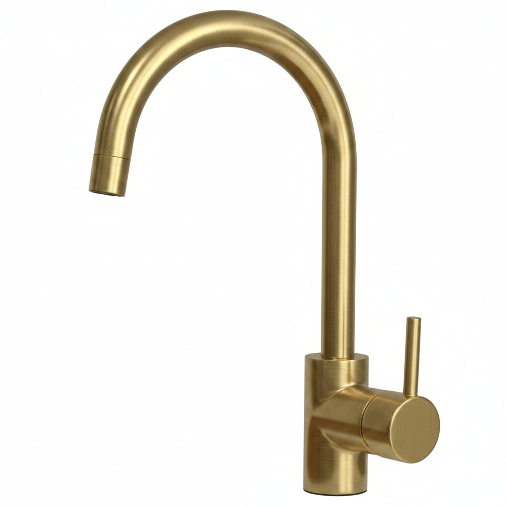 Solid Brass Kitchen Faucet with Polished Unlacquered Finish
