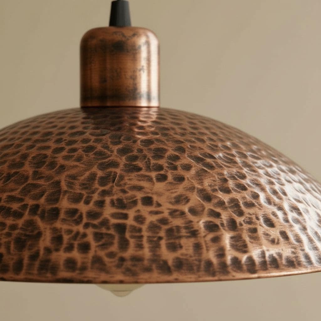 Solid Copper Pendant - Hammered Dome Light - Antique Ceiling Lamp - Rustic Kitchen Island Fixture - Wabi Sabi Lighting - Farmhouse Decor