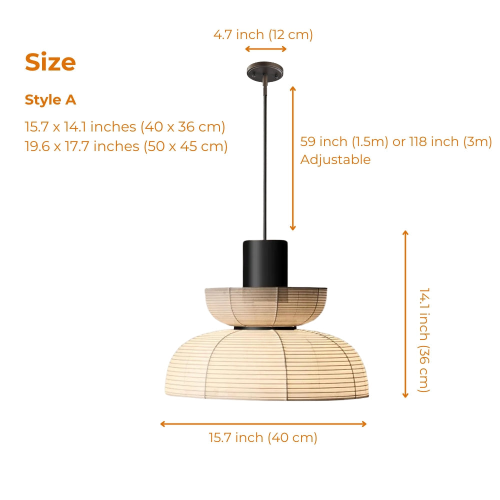 style a japanese wabi sabi farbic pendant light size