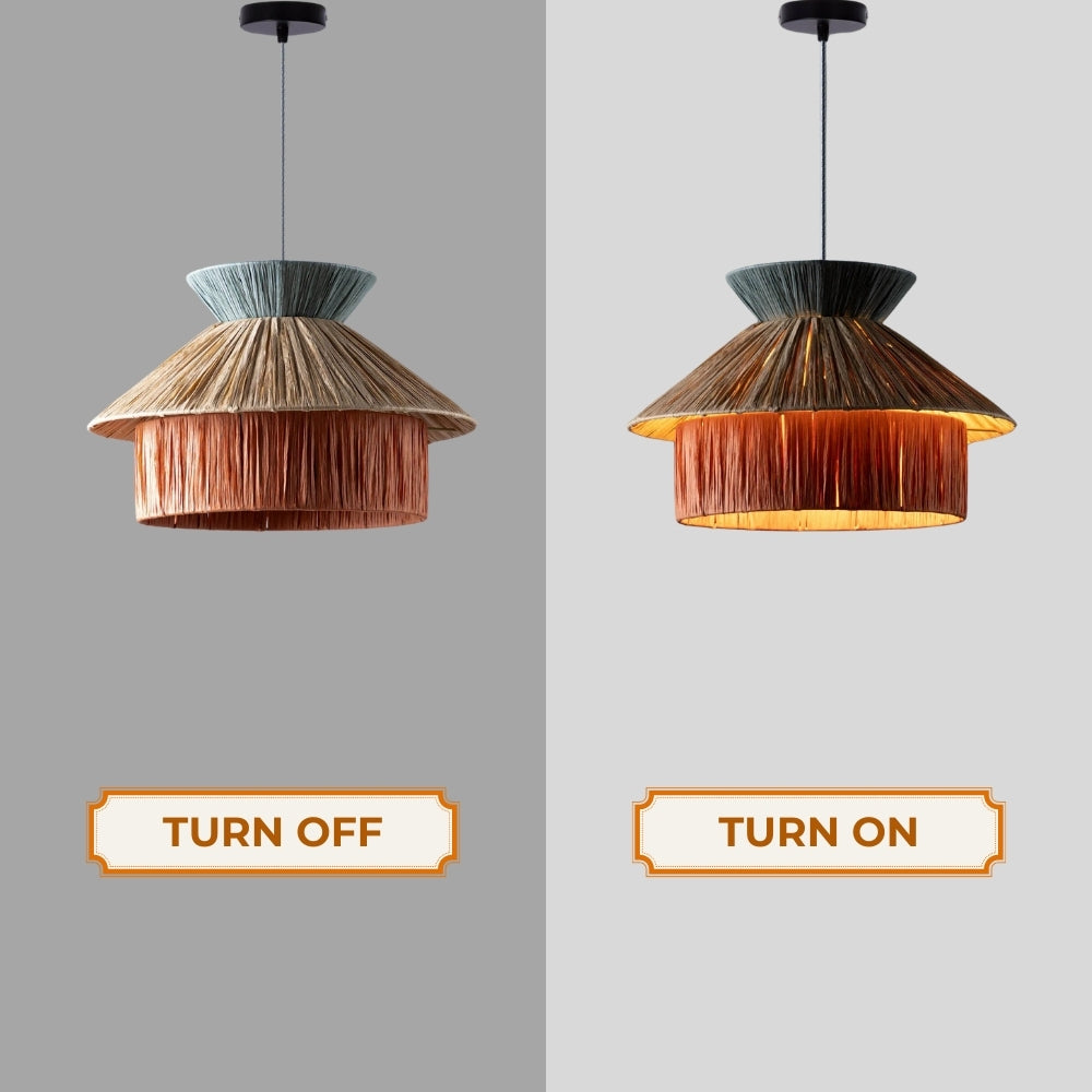Set 3 Raffia Wabi Sabi Paper Pendant Light