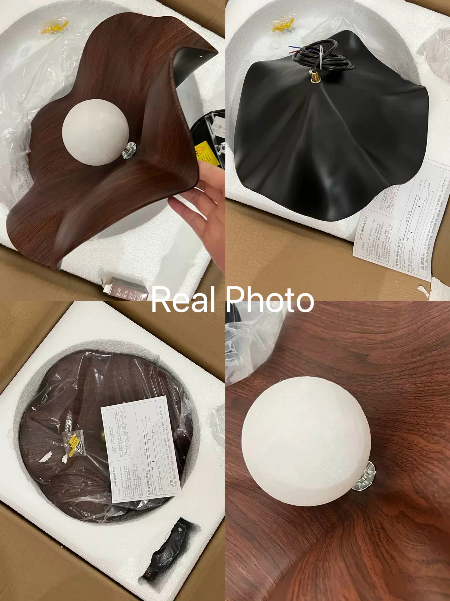 Casia Lotus Wabi Sabi Wood Pendant Light
