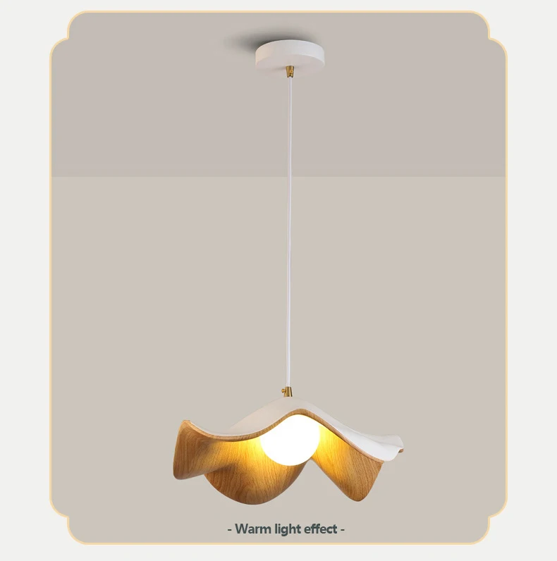 Casia Lotus Wabi Sabi Wood Pendant Light
