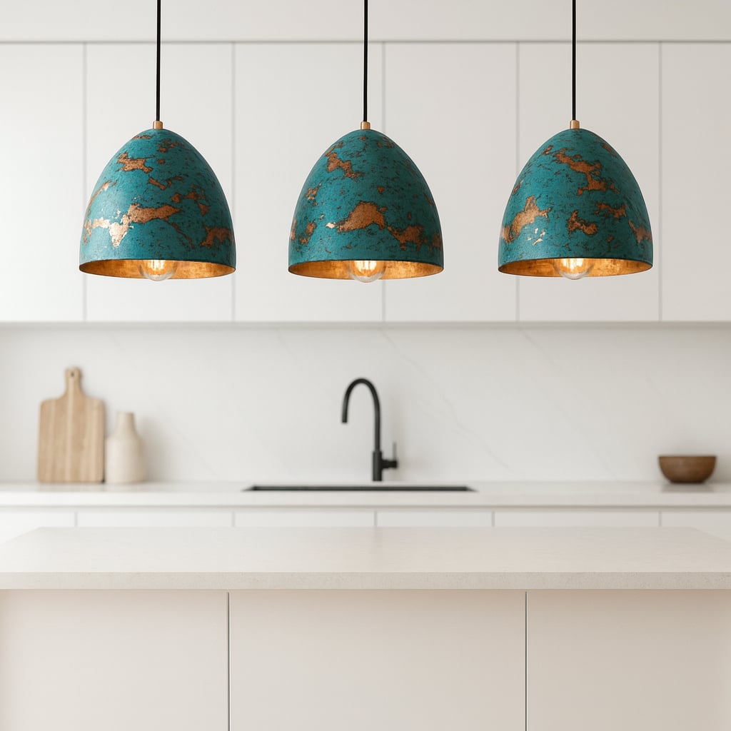 Teal Copper Patina Pendant Light