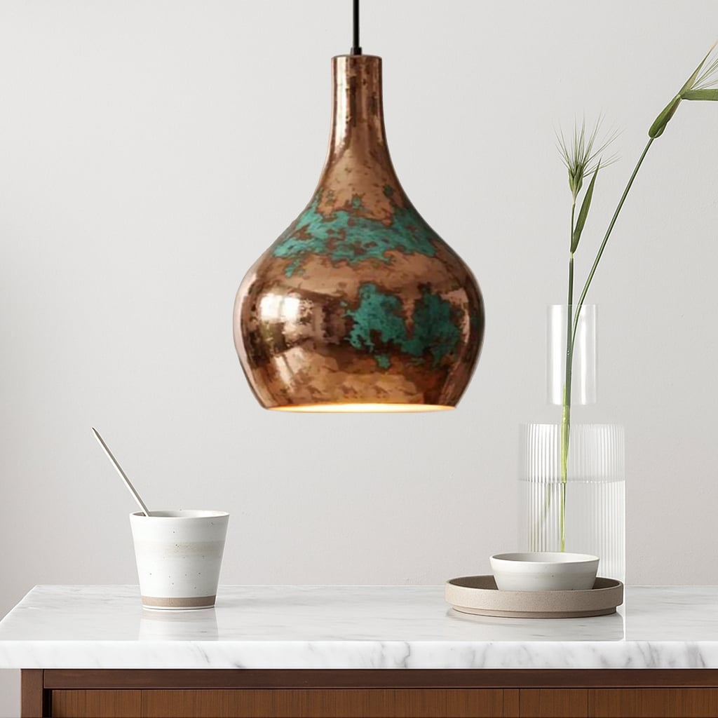 Teardrop Patina Copper Pendant Light