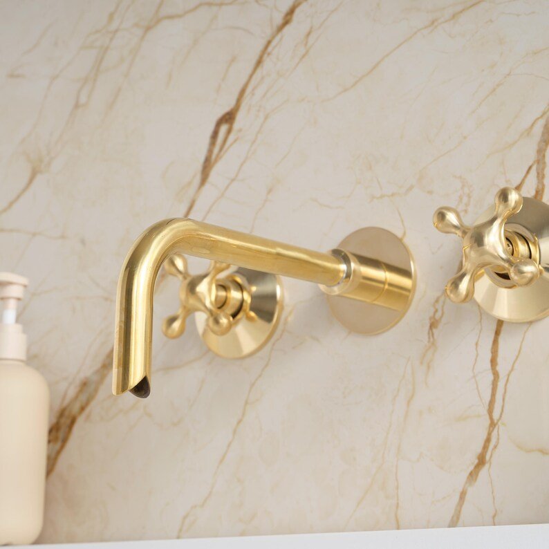 Antique Brass Tub Filler and Bathtub Faucet | Handcrafted Brass Bathroom Fixtures