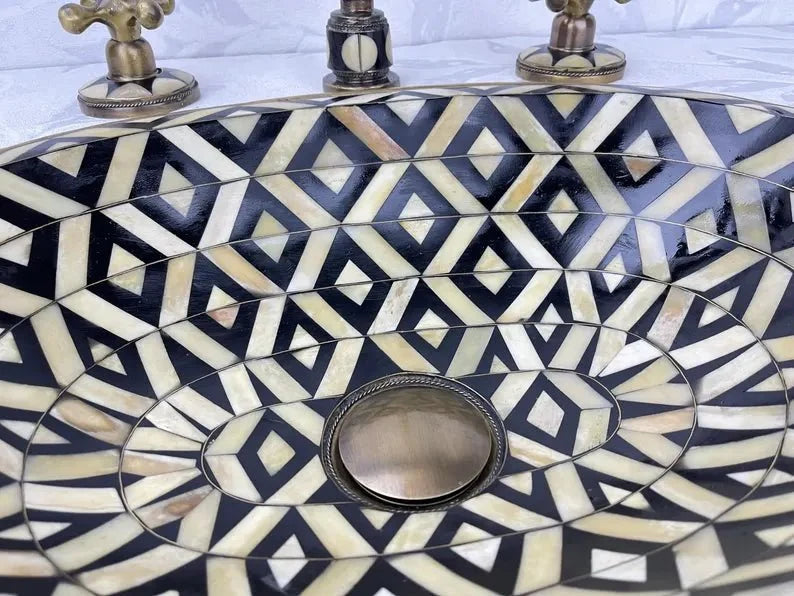 Vintage Brass Bathroom Faucet with Geometric Detailing