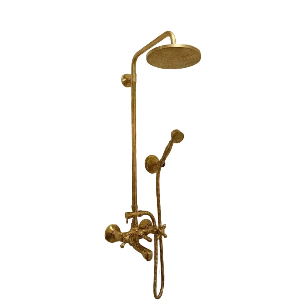 Traditional Brass Rigid Shower Risers with Rain Shower Head