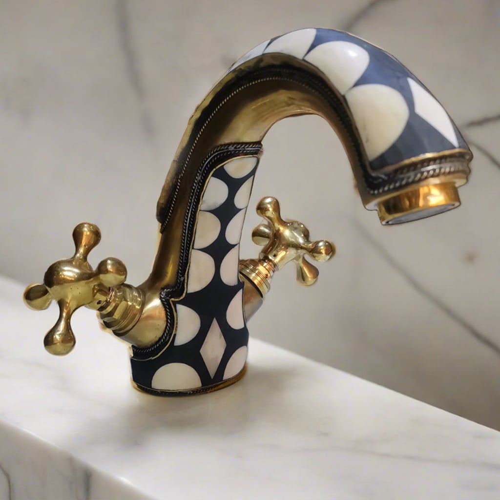 Bathroom Faucet in Brass & Resin