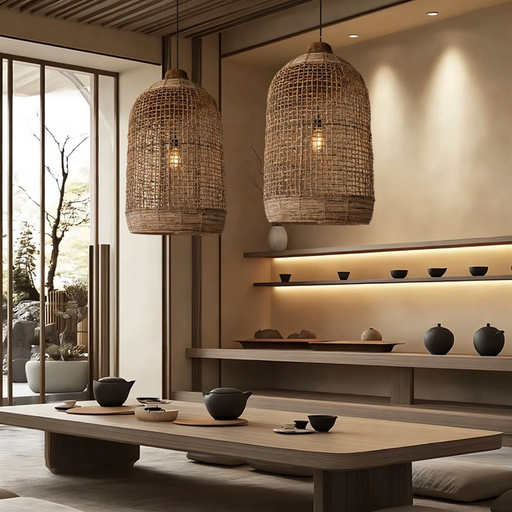 Oversized Cage Wabi Sabi Natural Woven Kitchen Pendant Light