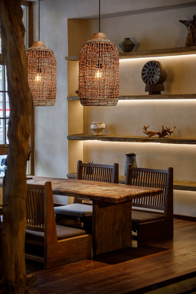 Oversized Cage Wabi Sabi Natural Woven Kitchen Pendant Light