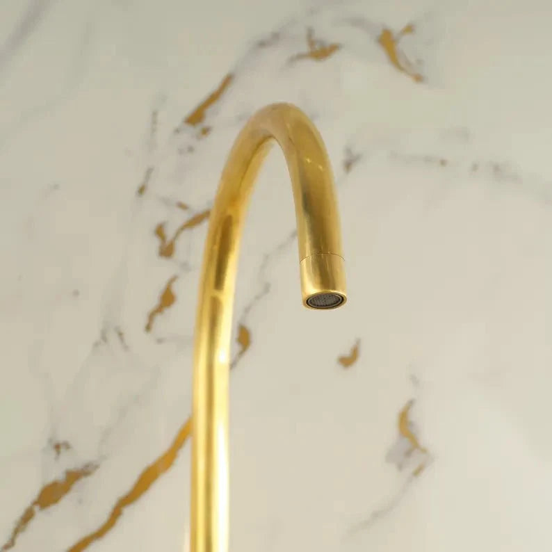 Unlacquered Brass 3-Piece Kitchen Faucet Set – Bridge Design