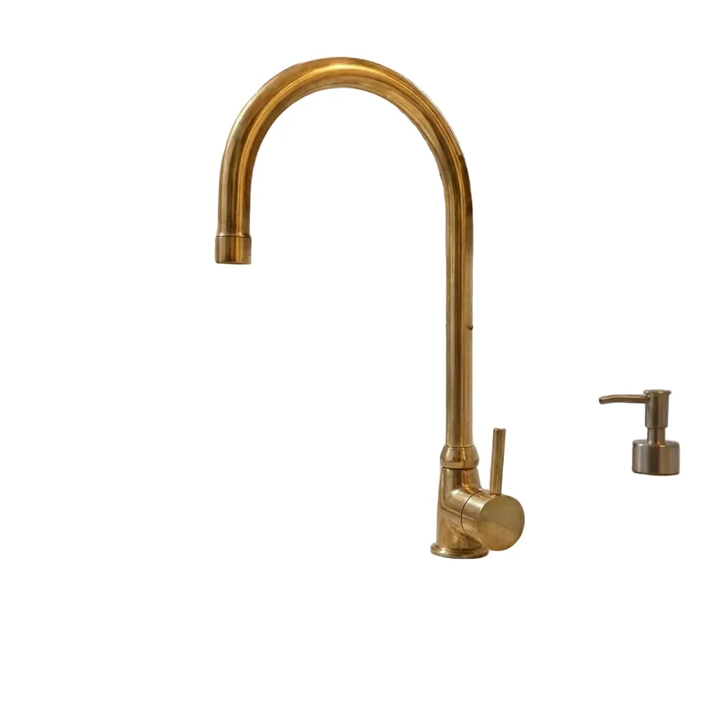 Unlacquered Brass Bathroom Faucet with Single Handle Mixer