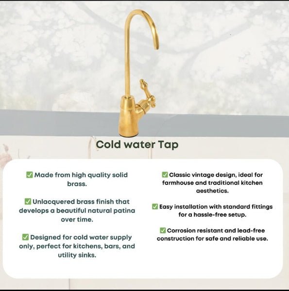 Unlacquered Brass Kitchen Faucet Set with Side Spray and Drinking Water Tap