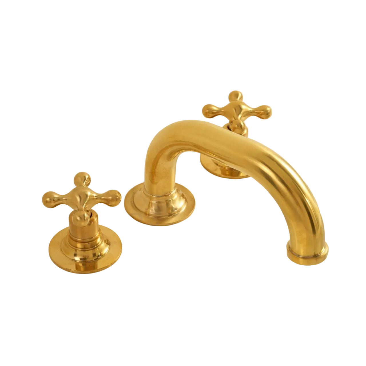 Unlacquered Brass Deck Mount Bathroom Faucet with Antique Finish