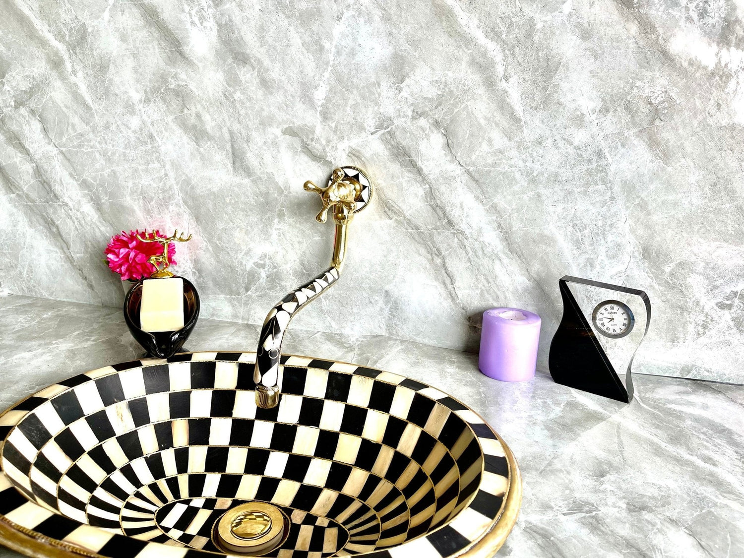 Unlacquered Brass Kitchen Pot Filler - Single Handle Wall Mount Faucet