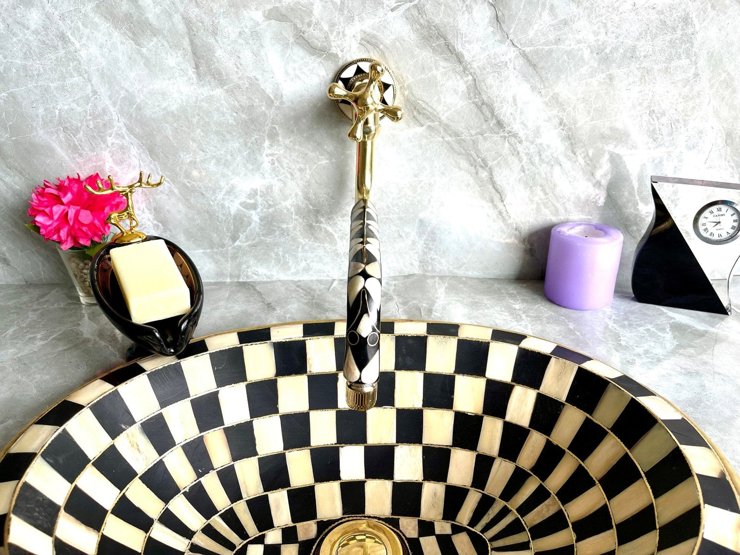 Unlacquered Brass Kitchen Pot Filler - Single Handle Wall Mount Faucet