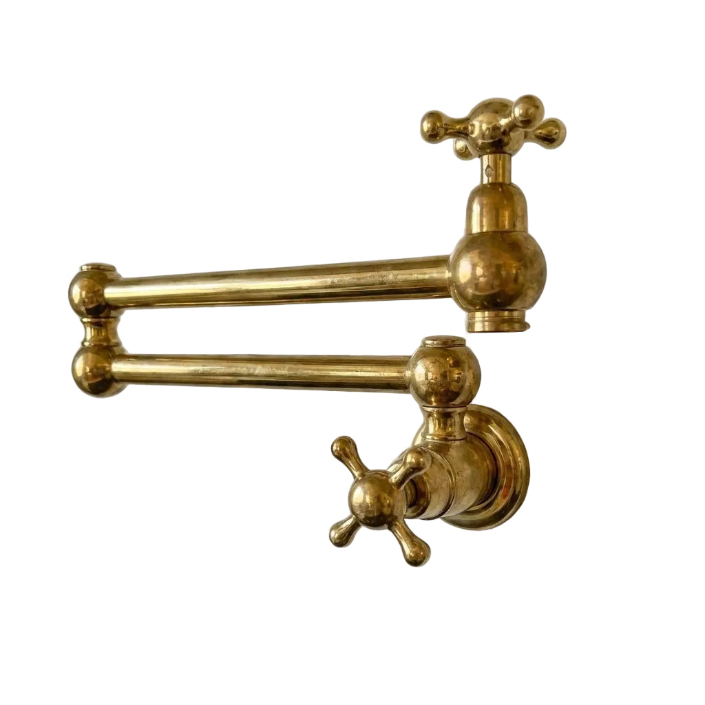 Unlacquered Brass Pot Filler – Wall Mounted Swing Arm Faucet
