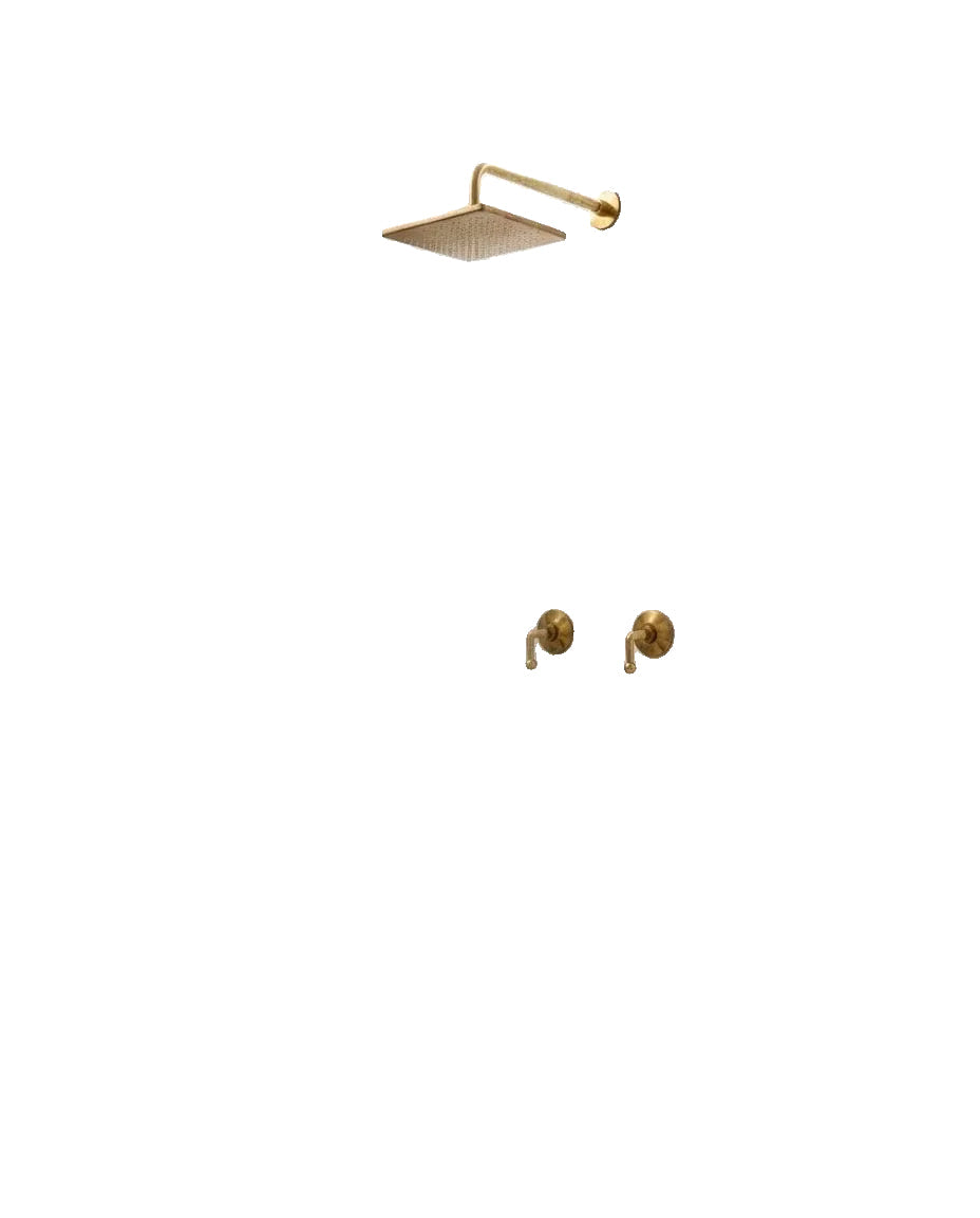 Unlacquered Brass Shower Set with Lever Handles & Rough-In Valve